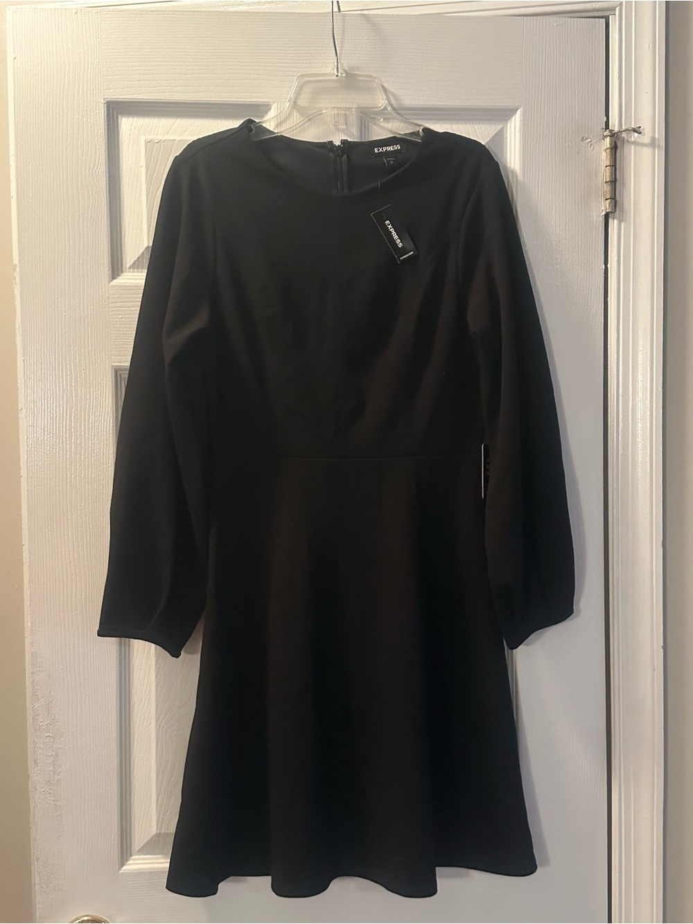 Express Black Long-Sleeve Fit & Flare Dress